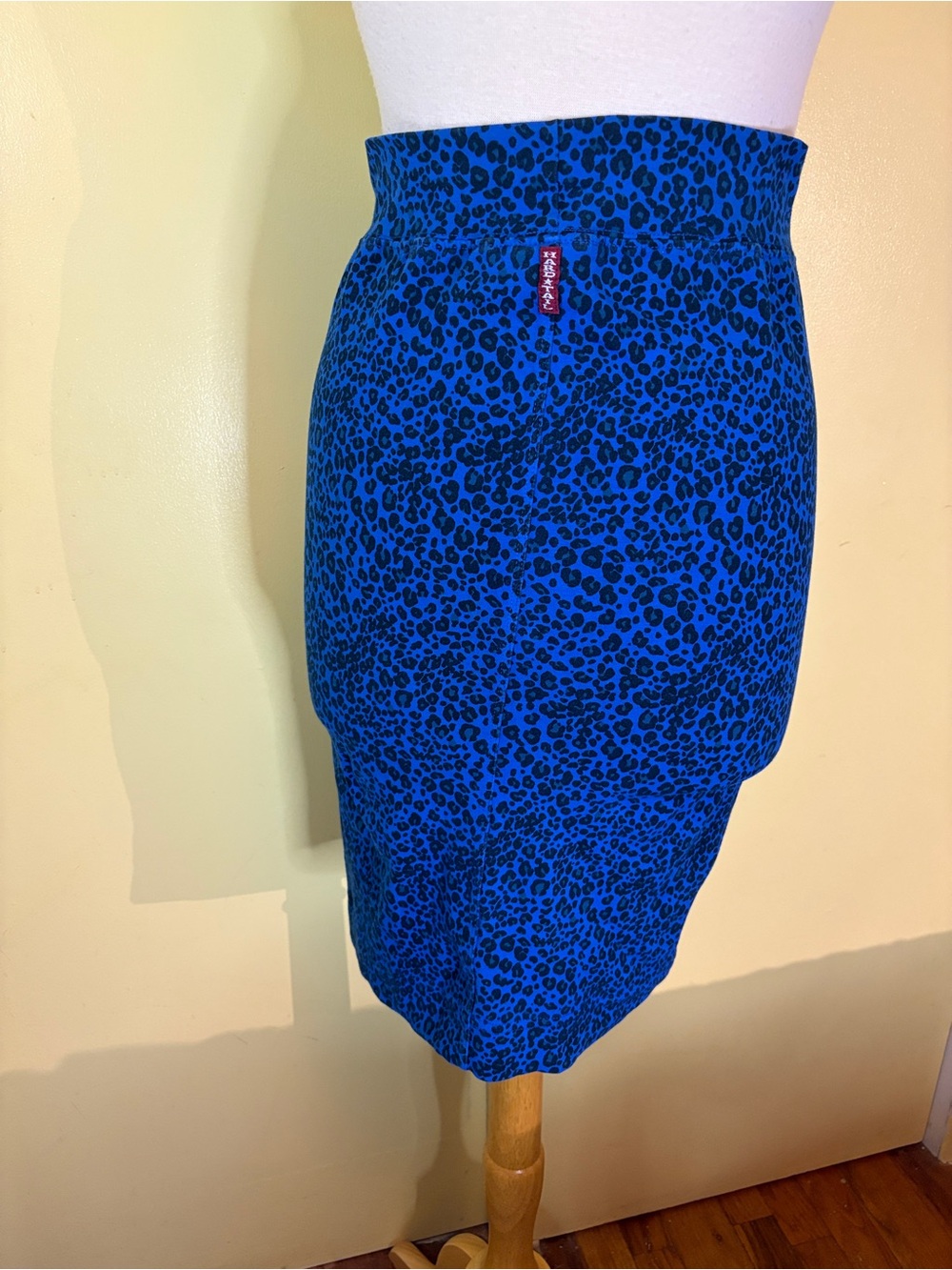 Hard Tail Forever Blue Leopard Print Pencil Skirt .